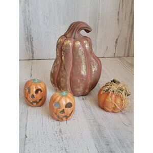 Ceramic‎ pumpkin jack-o-lantern Halloween home decor set